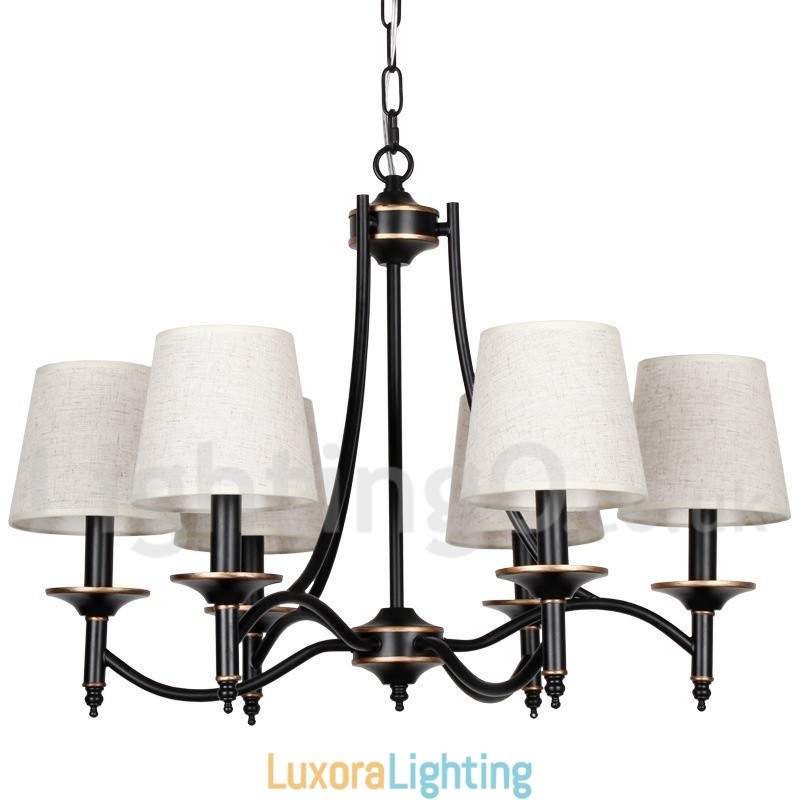 Designer Touch Decorative 6 Light Rustic Retro Black Contemporary Candle Style Chandelier