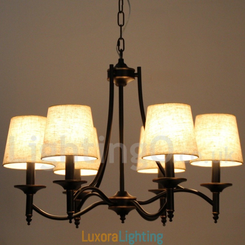Designer Touch Decorative 6 Light Rustic Retro Black Contemporary Candle Style Chandelier