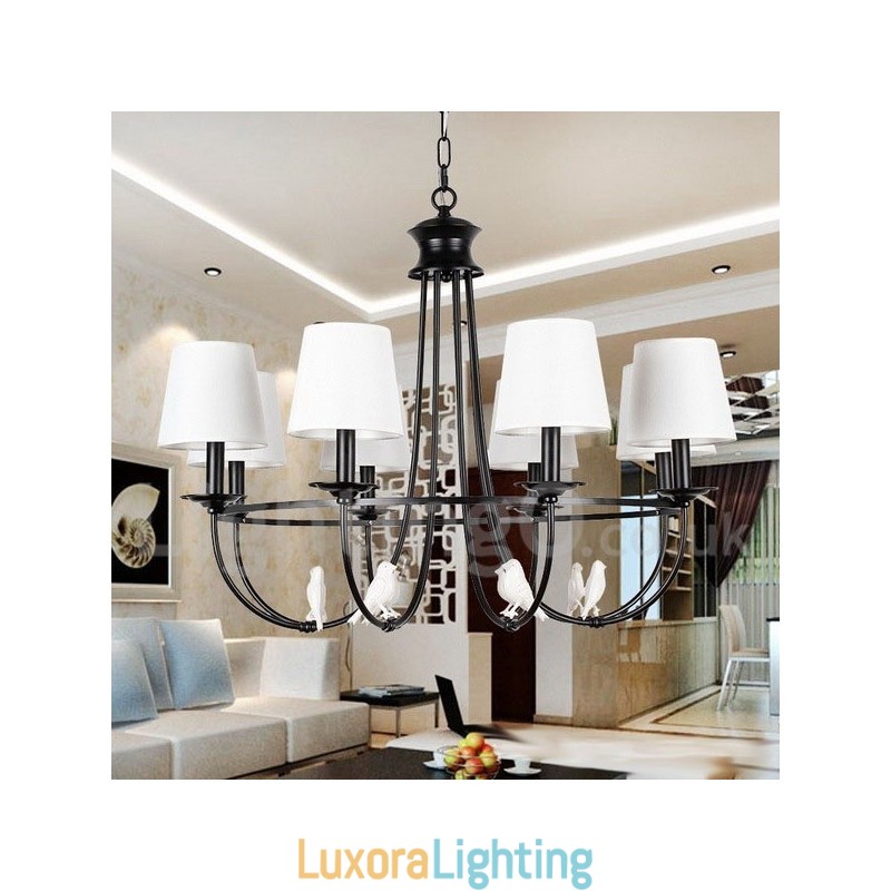 Designer Touch Decorative 8 Light Retro Black Mediterranean Style Rustic Contemporary Candle Style Chandelier