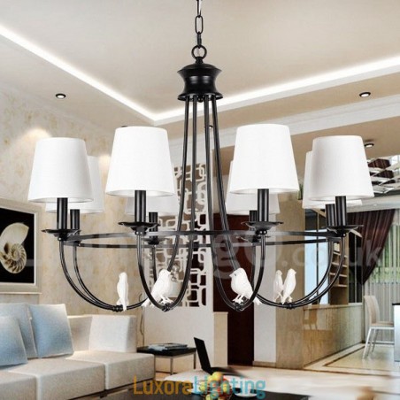 Designer Touch Decorative 8 Light Retro Black Mediterranean Style Rustic Contemporary Candle Style Chandelier