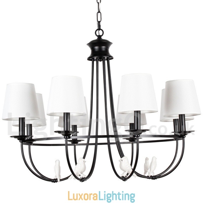 Designer Touch Decorative 8 Light Retro Black Mediterranean Style Rustic Contemporary Candle Style Chandelier