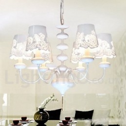 Designer Touch Decorative 6 Light Modern Contemporary Hollow White Candle Style Chandelier