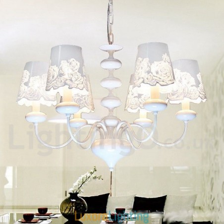 Designer Touch Decorative 6 Light Modern Contemporary Hollow White Candle Style Chandelier