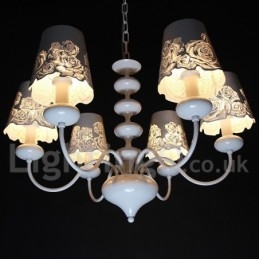 Designer Touch Decorative 6 Light Modern Contemporary Hollow White Candle Style Chandelier
