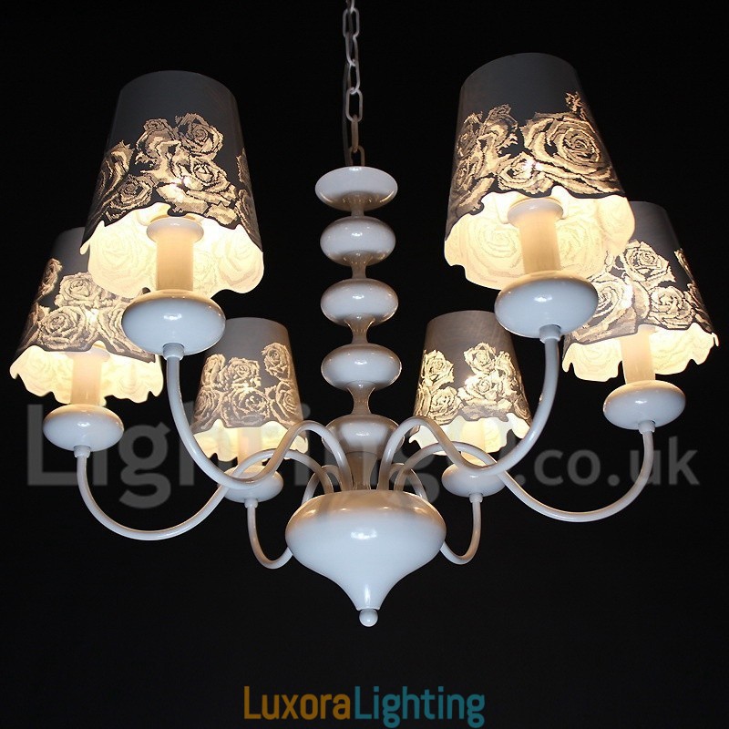 Designer Touch Decorative 6 Light Modern Contemporary Hollow White Candle Style Chandelier