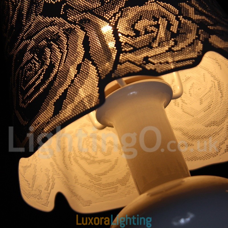 Designer Touch Decorative 6 Light Modern Contemporary Hollow White Candle Style Chandelier