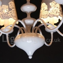 Designer Touch Decorative 6 Light Modern Contemporary Hollow White Candle Style Chandelier