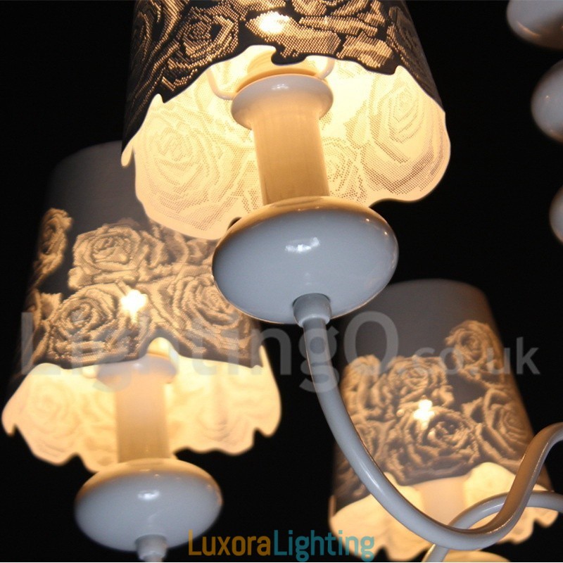 Designer Touch Decorative 6 Light Modern Contemporary Hollow White Candle Style Chandelier