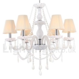 Designer Touch Decorative 6 Light White K9 Crystal Candle Style Chandelier