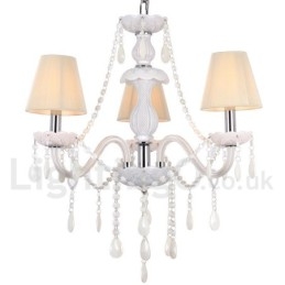 Designer Touch Decorative 3 Light White K9 Crystal Candle Style Chandelier