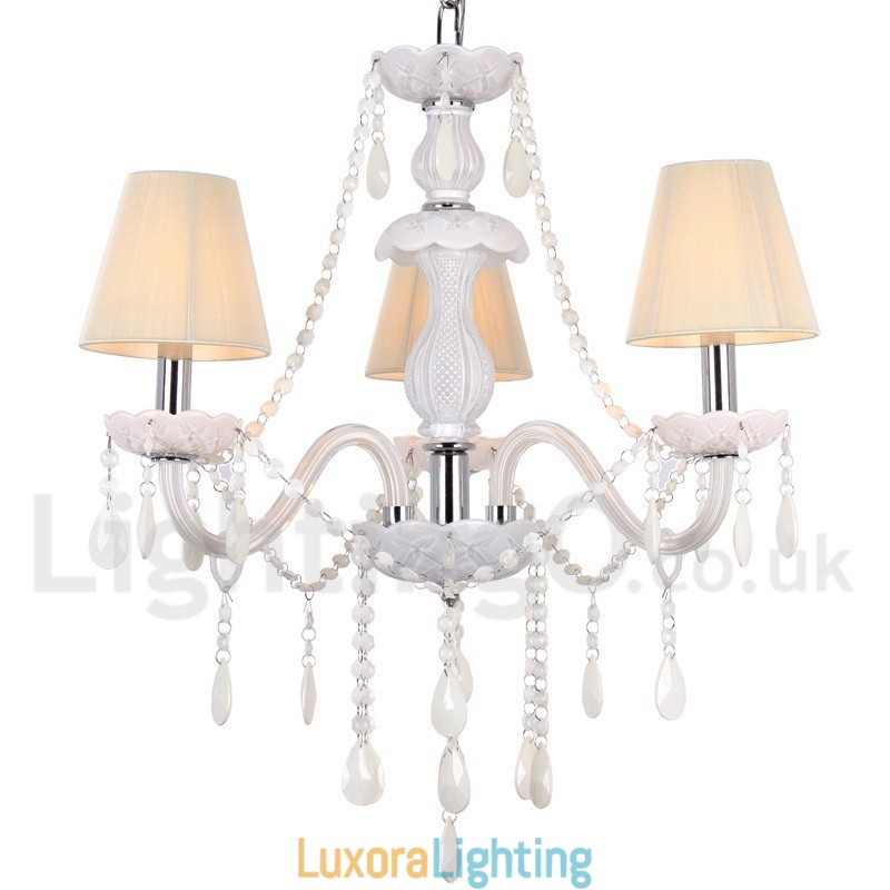 Designer Touch Decorative 3 Light White K9 Crystal Candle Style Chandelier