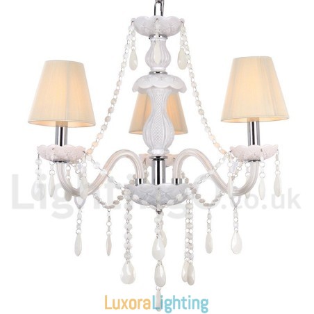 Designer Touch Decorative 3 Light White K9 Crystal Candle Style Chandelier