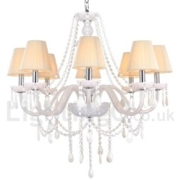 Designer Touch Decorative 8 Light White K9 Crystal Candle Style Chandelier