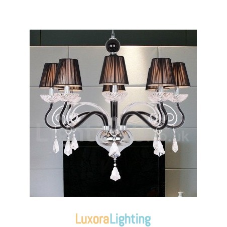 Designer Touch Decorative 8 Light White Contemporary K9 Crystal Candle Style Chandelier