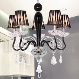 Designer Touch Decorative 5 Light White Contemporary K9 Crystal Candle Style Chandelier