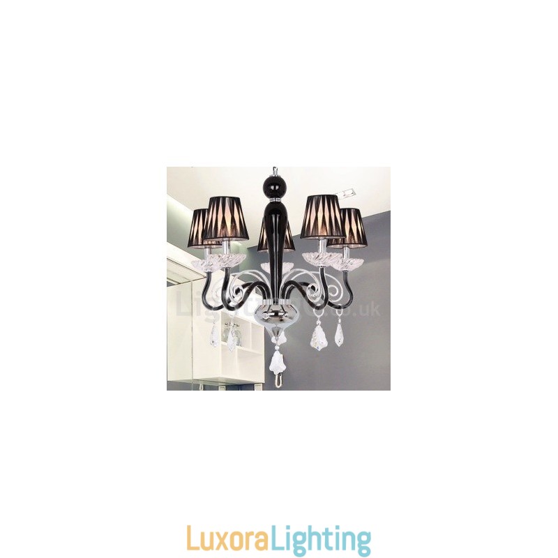 Designer Touch Decorative 5 Light White Contemporary K9 Crystal Candle Style Chandelier