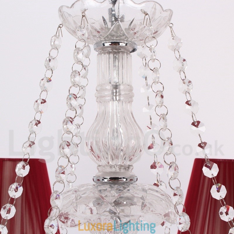 Designer Touch Decorative 6 Light Red K9 Crystal Candle Style Chandelier