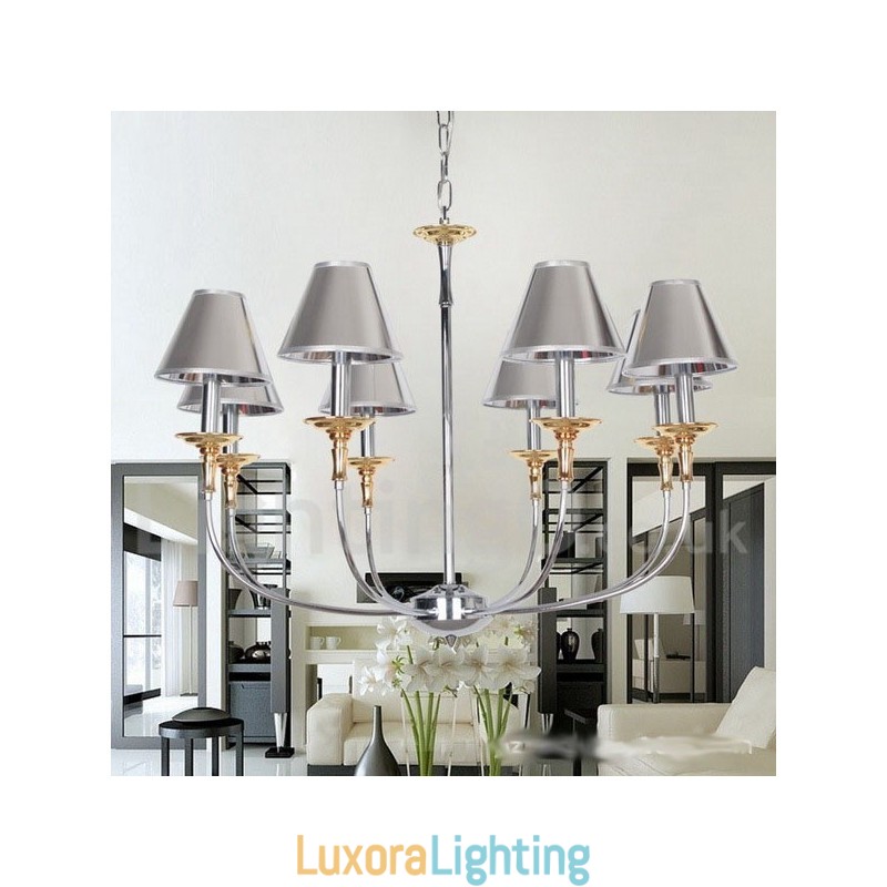 Designer Touch Decorative 8 Light Modern Contemporary Chrome Candle Style Chandelier
