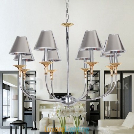 Designer Touch Decorative 8 Light Modern Contemporary Chrome Candle Style Chandelier