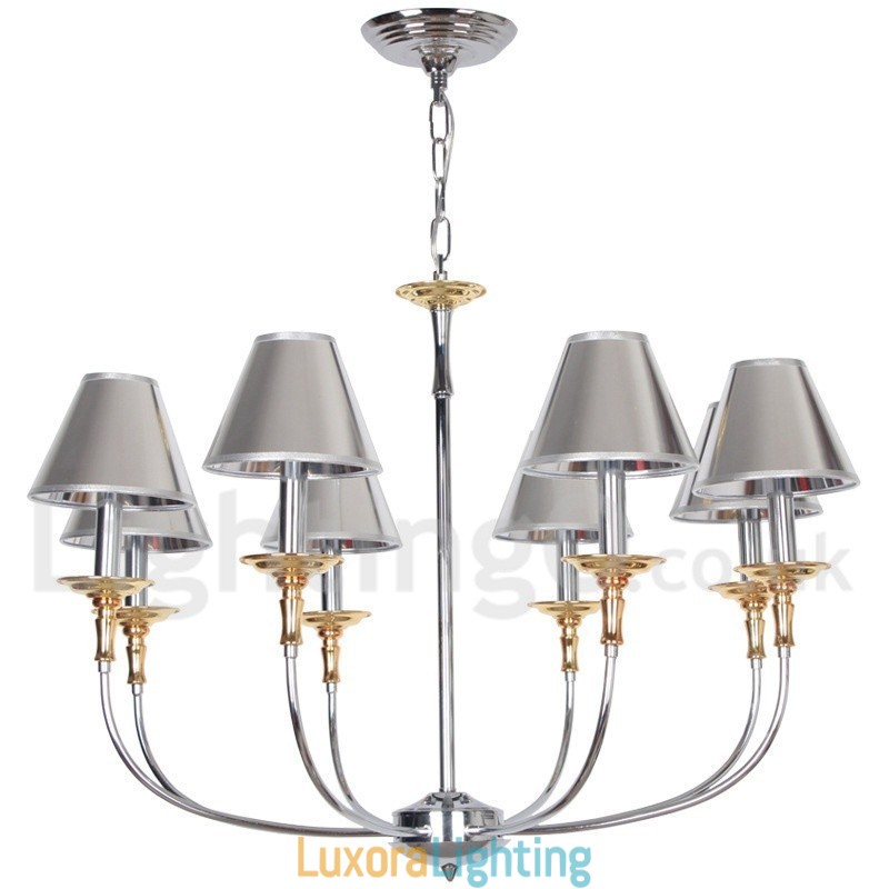 Designer Touch Decorative 8 Light Modern Contemporary Chrome Candle Style Chandelier