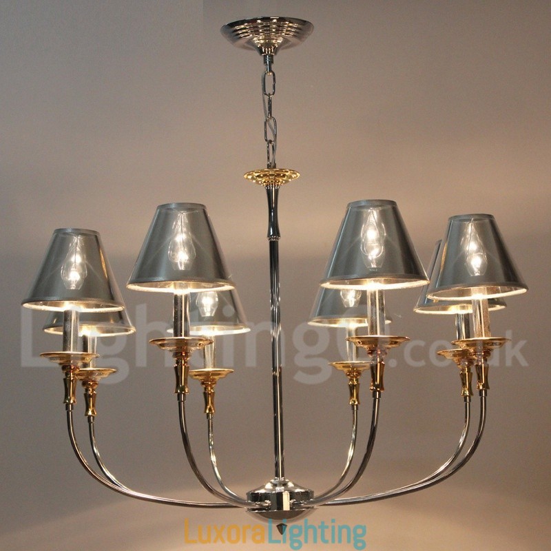 Designer Touch Decorative 8 Light Modern Contemporary Chrome Candle Style Chandelier