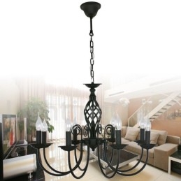 Designer Touch Decorative 8 Light Contemporary Retro Black Candle Style Chandelier
