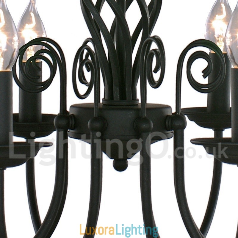 Designer Touch Decorative 8 Light Contemporary Retro Black Candle Style Chandelier