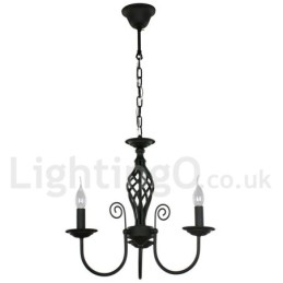 Designer Touch Decorative 3 Light Contemporary Retro Black Candle Style Chandelier