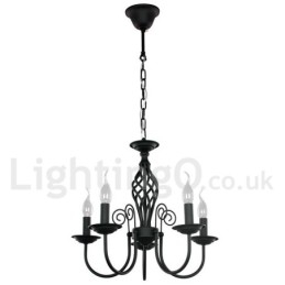 Designer Touch Decorative 5 Light Contemporary Retro Black Candle Style Chandelier