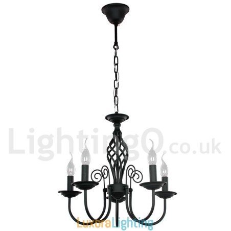 Designer Touch Decorative 5 Light Contemporary Retro Black Candle Style Chandelier