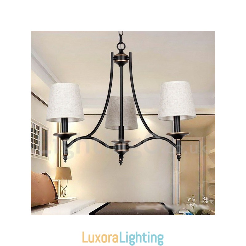Designer Touch Decorative 3 Light Rustic Retro Black Contemporary Candle Style Chandelier