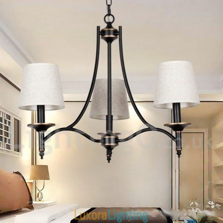 Designer Touch Decorative 3 Light Rustic Retro Black Contemporary Candle Style Chandelier