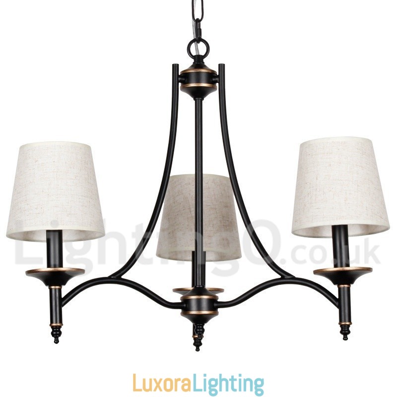 Designer Touch Decorative 3 Light Rustic Retro Black Contemporary Candle Style Chandelier