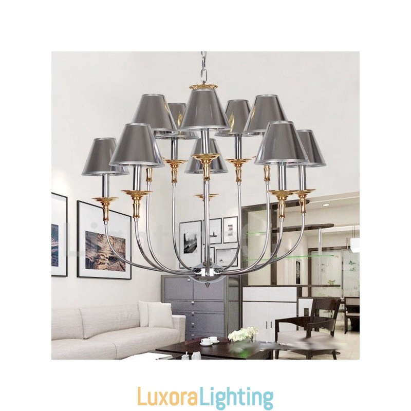 Designer Touch Decorative 10 Light Modern Contemporary Chrome Candle Style Chandelier