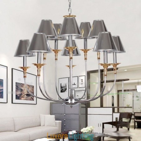 Designer Touch Decorative 10 Light Modern Contemporary Chrome Candle Style Chandelier