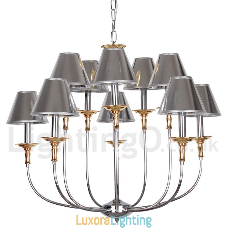 Designer Touch Decorative 10 Light Modern Contemporary Chrome Candle Style Chandelier