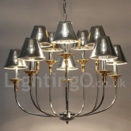 Designer Touch Decorative 10 Light Modern Contemporary Chrome Candle Style Chandelier