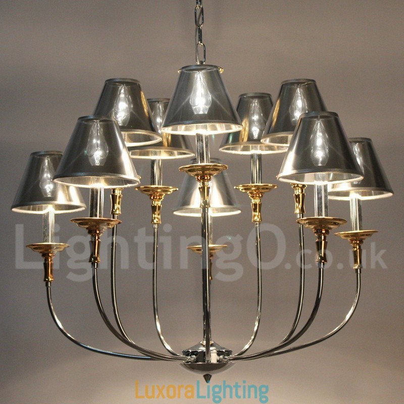 Designer Touch Decorative 10 Light Modern Contemporary Chrome Candle Style Chandelier