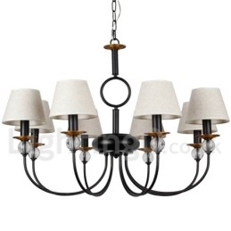 Designer Touch Decorative 8 Light Rustic Retro Black Mediterranean Style Contemporary Candle Style Chandelier