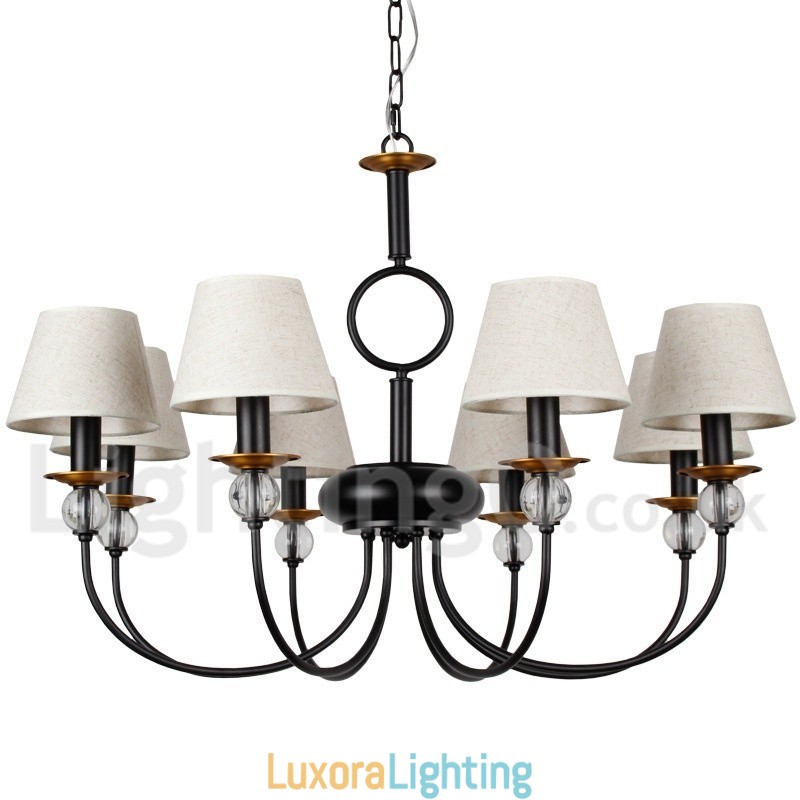 Designer Touch Decorative 8 Light Rustic Retro Black Mediterranean Style Contemporary Candle Style Chandelier