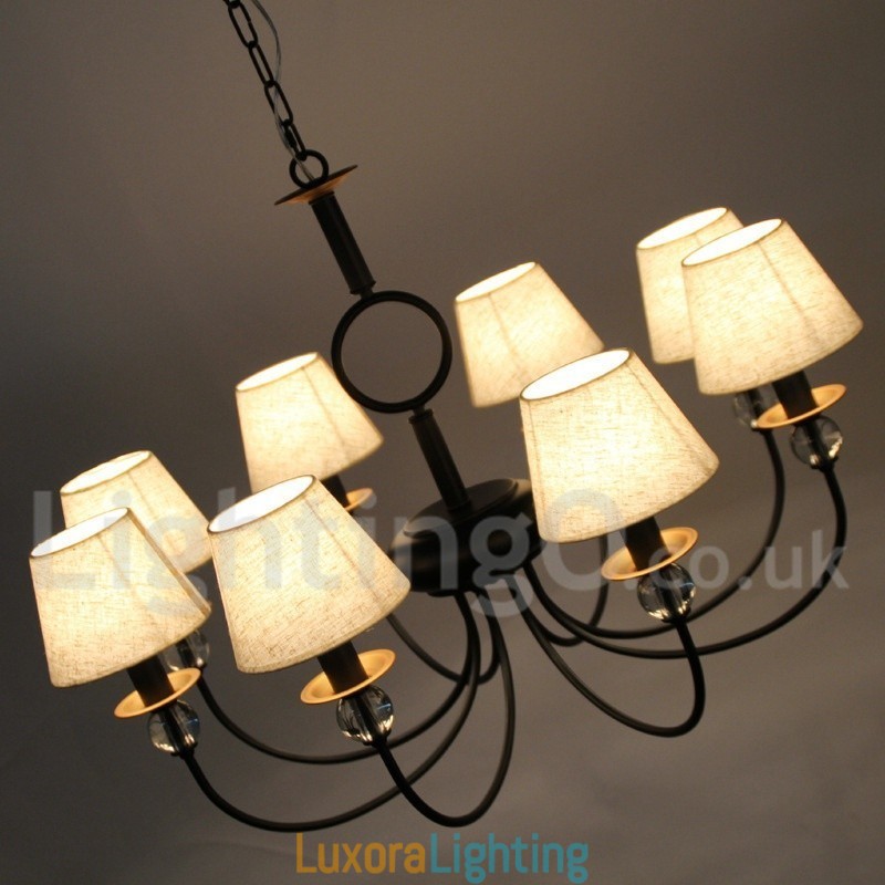 Designer Touch Decorative 8 Light Rustic Retro Black Mediterranean Style Contemporary Candle Style Chandelier