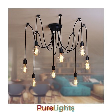 Designer Touch Decorative 8 Lights Chandelier Pendant Light Traditional Classic Retro Metal