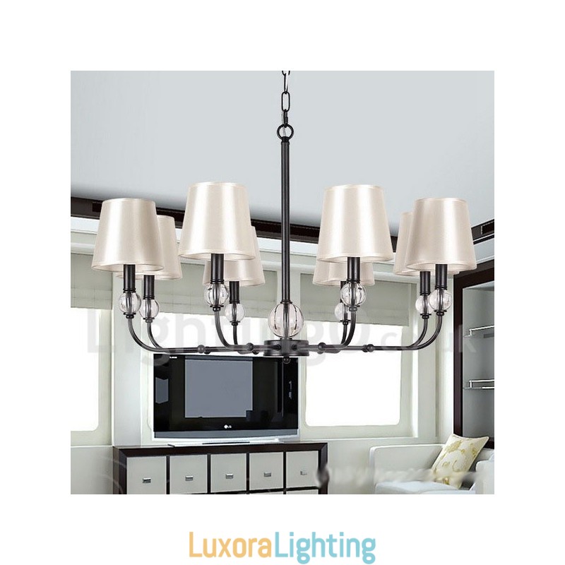 Designer Touch Decorative 8 Light Rustic Retro Black Contemporary Candle Style Chandelier