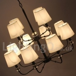 Designer Touch Decorative 12 Light Retro 2 Tier Large Black Contemporary Candle Style Chandelier