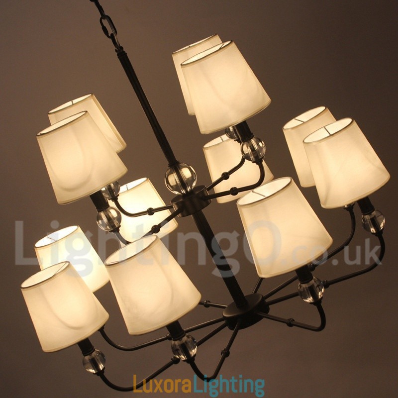 Designer Touch Decorative 12 Light Retro 2 Tier Large Black Contemporary Candle Style Chandelier
