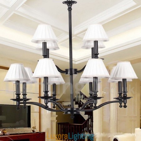 Designer Touch Decorative 12 Light Retro Rustic Large 2 Tier Candle Style Chandelier