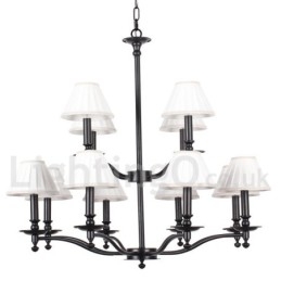 Designer Touch Decorative 12 Light Retro Rustic Large 2 Tier Candle Style Chandelier