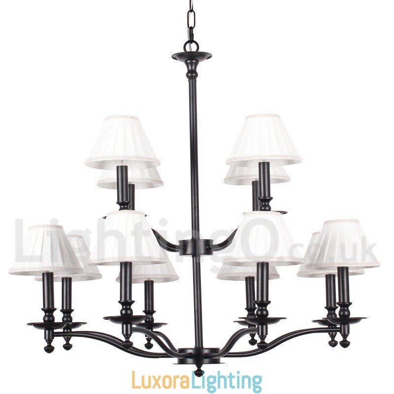 Designer Touch Decorative 12 Light Retro Rustic Large 2 Tier Candle Style Chandelier