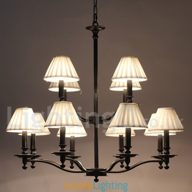 Designer Touch Decorative 12 Light Retro Rustic Large 2 Tier Candle Style Chandelier