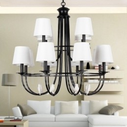 Designer Touch Decorative 12 Light Rustic Retro Black 2 Tier Large Chandelier Candle Style Chandelier